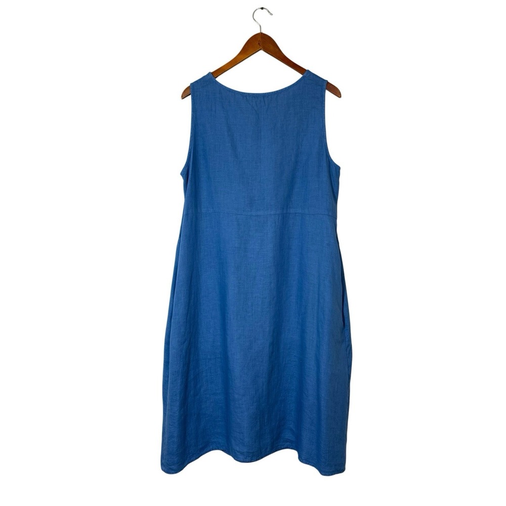 Cut Loose Aline Tank Dress Womans XL Amalfi Blue 100% Linen Boho Beachy - Picture 2 of 11
